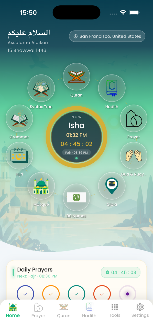Daily Muslim home screen