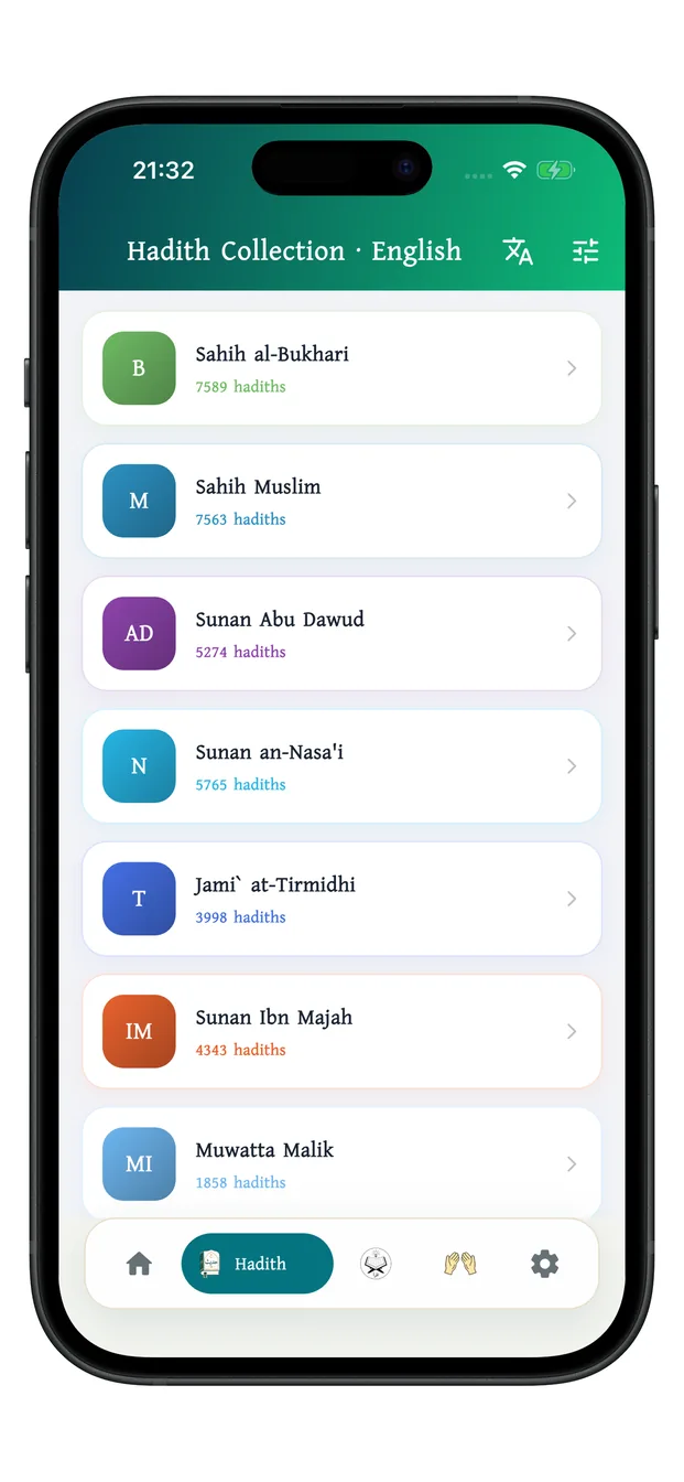 English Hadith library